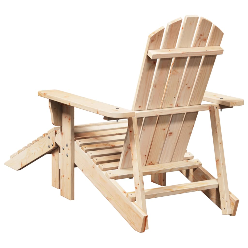 Adirondack Chair with Ottoman Natural Wood Solid Wood Fir