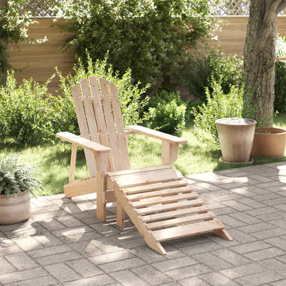 Adirondack Chair with Ottoman Natural Wood Solid Wood Fir