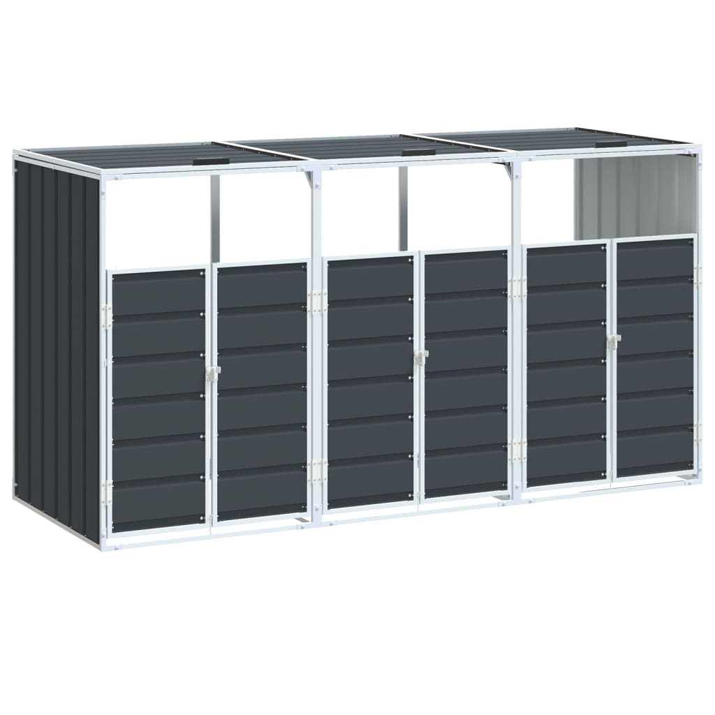 Wheelie Bin Storage for Triple Bins Anthracite 85"x31.9"x45.3" Steel