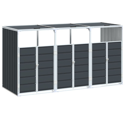 Wheelie Bin Storage for Triple Bins Anthracite 85"x31.9"x45.3" Steel