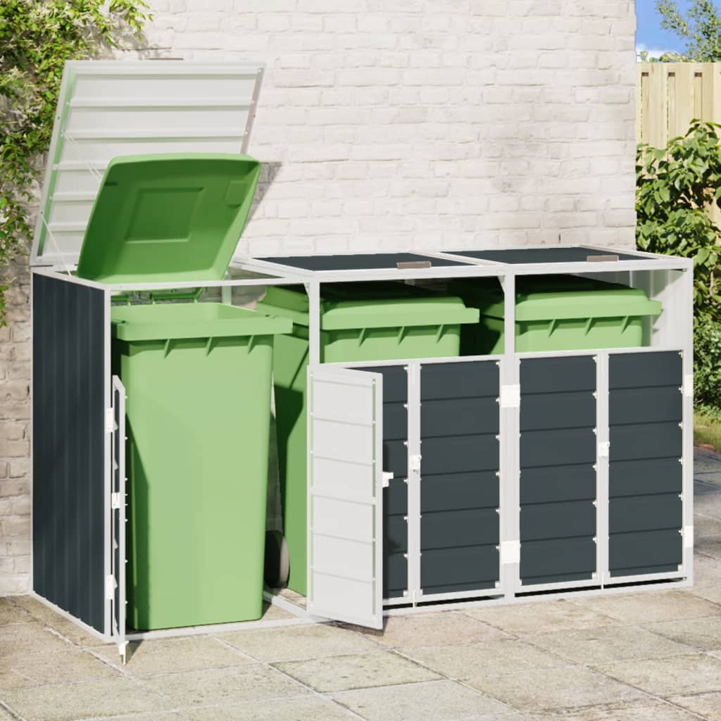 Wheelie Bin Storage for Triple Bins Anthracite 85"x31.9"x45.3" Steel