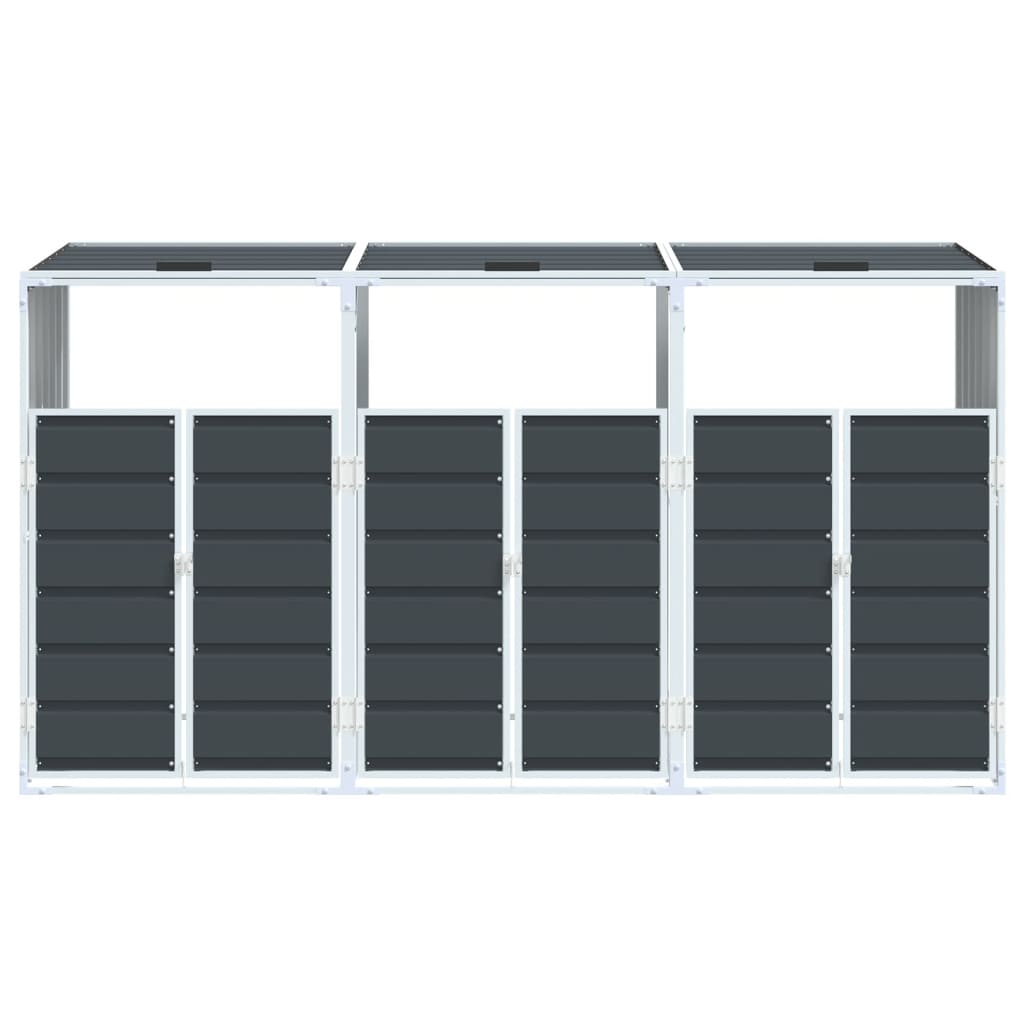 Wheelie Bin Storage for Triple Bins Anthracite 85"x31.9"x45.3" Steel