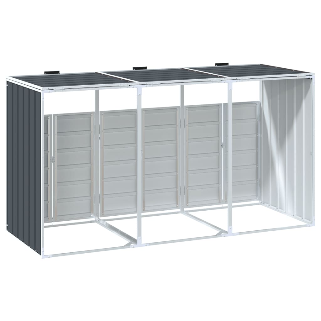 Wheelie Bin Storage for Triple Bins Anthracite 85"x31.9"x45.3" Steel