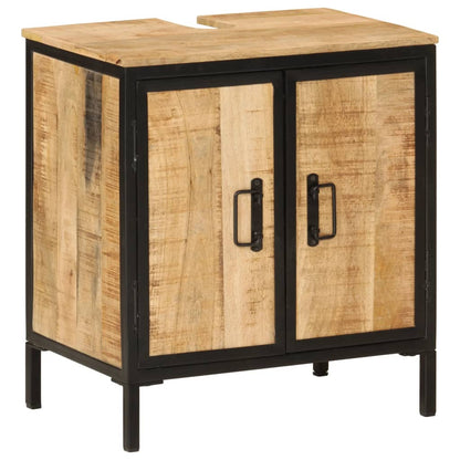 4 Piece Bathroom Furniture Set Iron and Solid Wood Mango