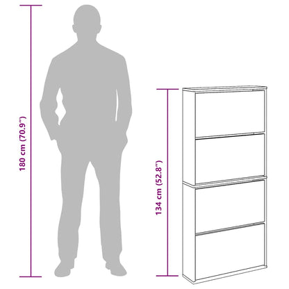 Shoe Cabinet with Mirror 4-Layer Grey Sonoma 63x17x134 cm