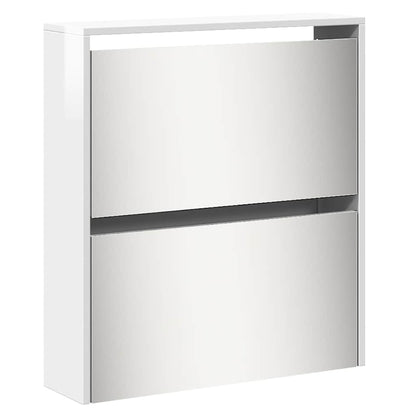Shoe Cabinet with Mirror 5-Layer High Gloss White 63x17x169.5 cm