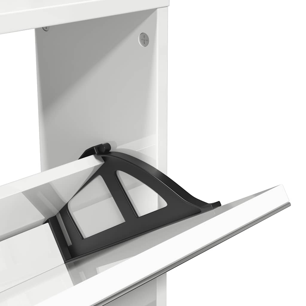 Shoe Cabinet with Mirror 5-Layer High Gloss White 63x17x169.5 cm
