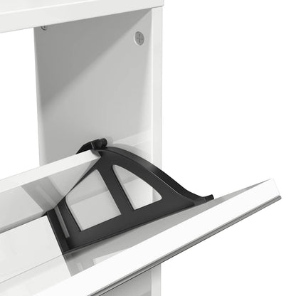 Shoe Cabinet with Mirror 5-Layer High Gloss White 63x17x169.5 cm