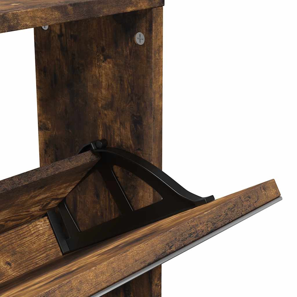 Shoe Cabinet with Mirror 5-Layer Smoked Oak 63x17x169.5 cm