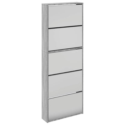 Shoe Cabinet with Mirror 5-Layer Grey Sonoma 63x17x169.5 cm