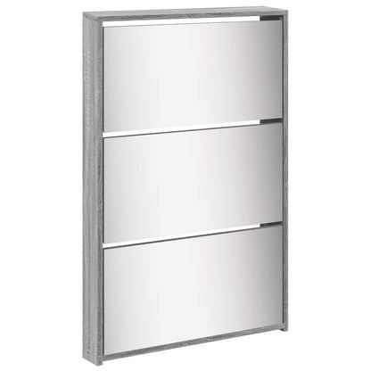 Shoe Cabinet with Mirror 5-Layer Grey Sonoma 63x17x169.5 cm