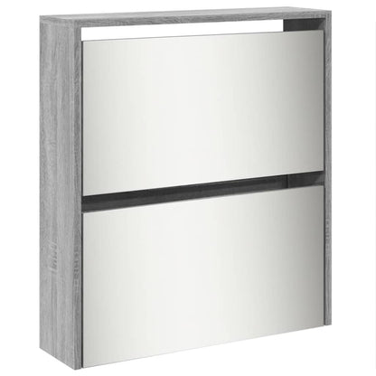Shoe Cabinet with Mirror 5-Layer Grey Sonoma 63x17x169.5 cm