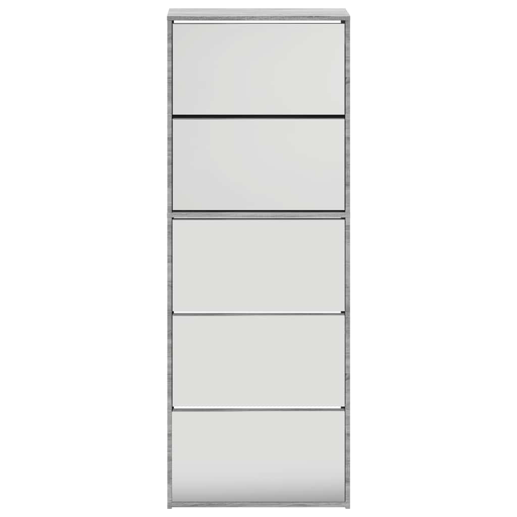 Shoe Cabinet with Mirror 5-Layer Grey Sonoma 63x17x169.5 cm