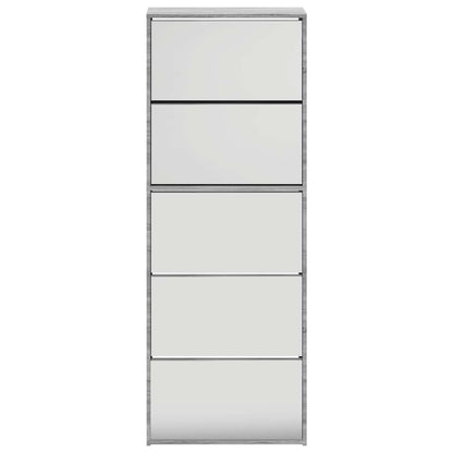 Shoe Cabinet with Mirror 5-Layer Grey Sonoma 63x17x169.5 cm