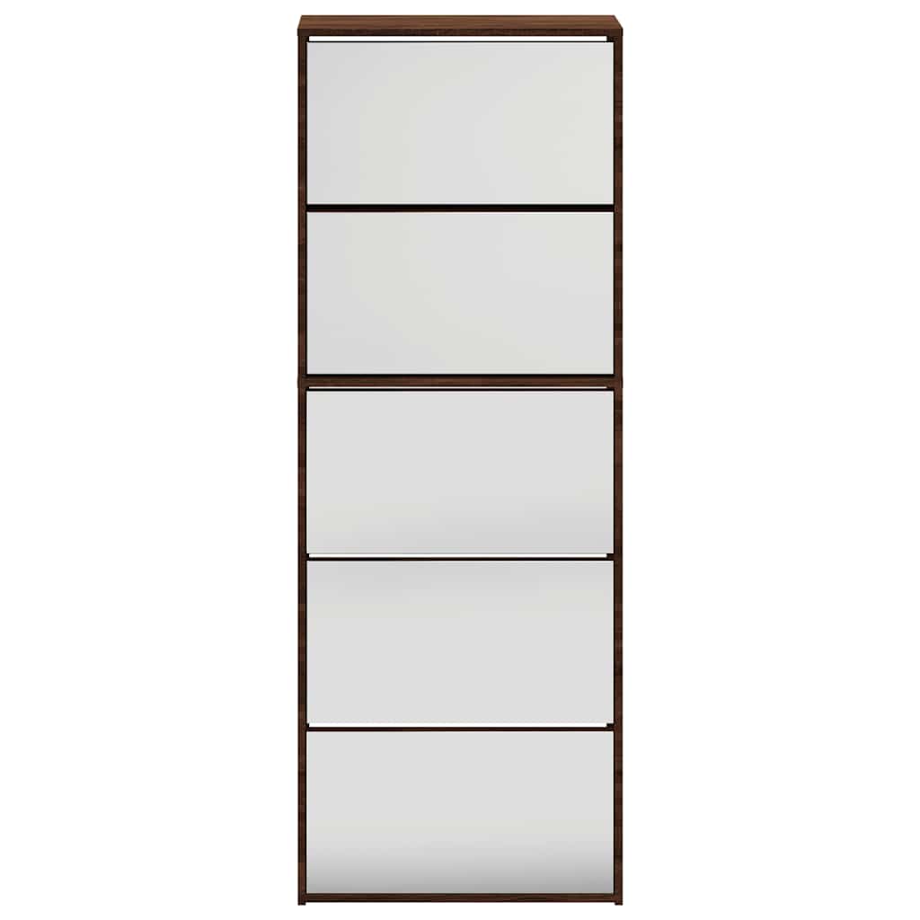 Shoe Cabinet with Mirror 5-Layer Brown Oak 63x17x169.5 cm
