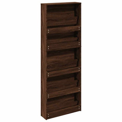 Shoe Cabinet with Mirror 5-Layer Brown Oak 63x17x169.5 cm