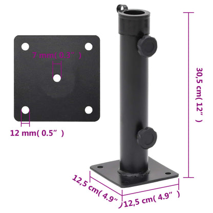 vidaXL Parasol Base Matt Black Steel with powder coating Compact