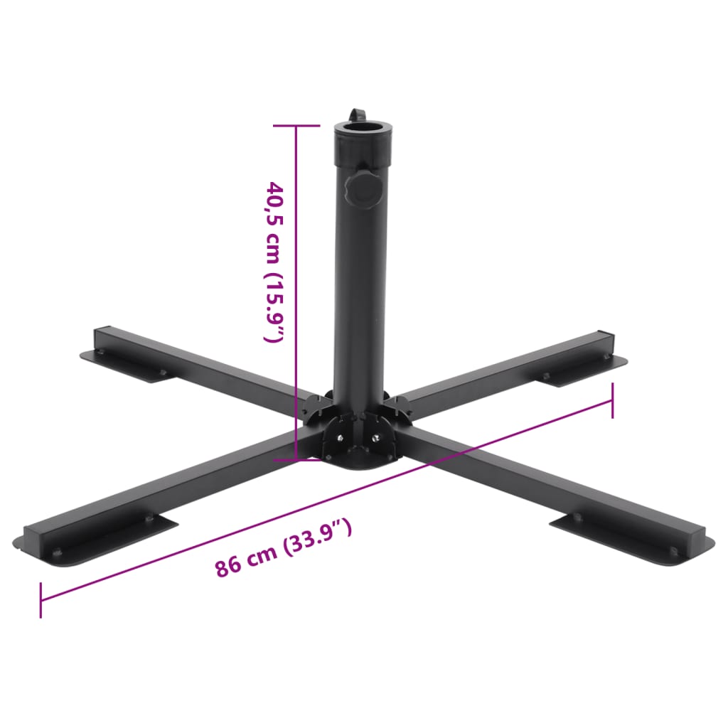 vidaXL Parasol Base Glossy black Steel with powder coating Standard