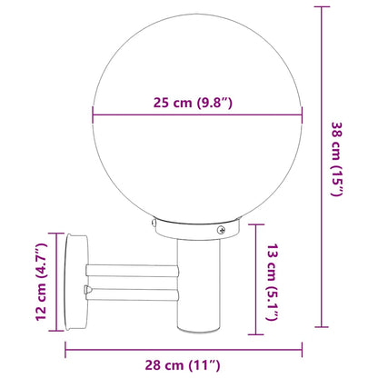 Outdoor Wall Light 2 pcs Silver 28 x 25 x 38 cm