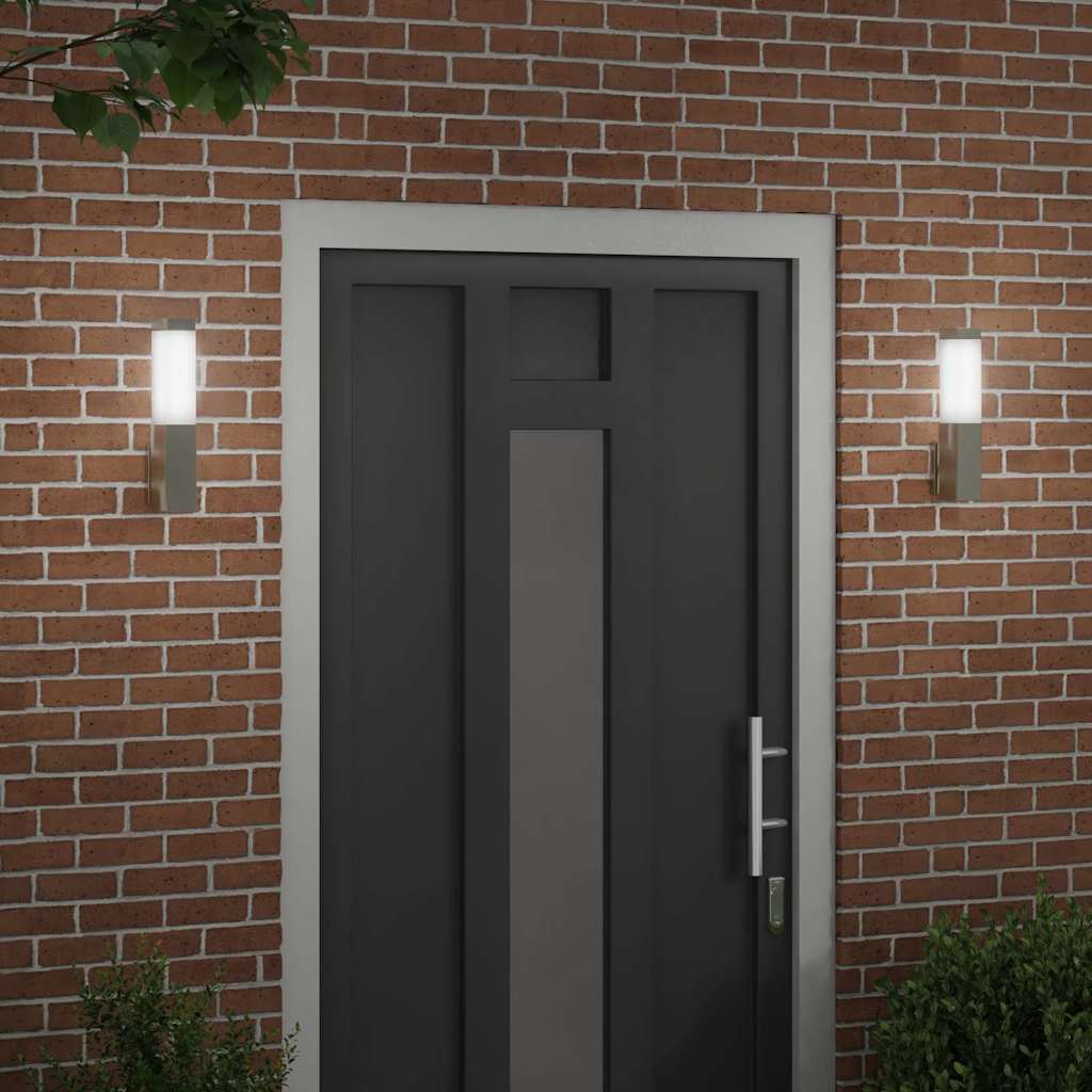 Outdoor Wall Light 2 pcs Silver 10.5 x 6 x 33 cm