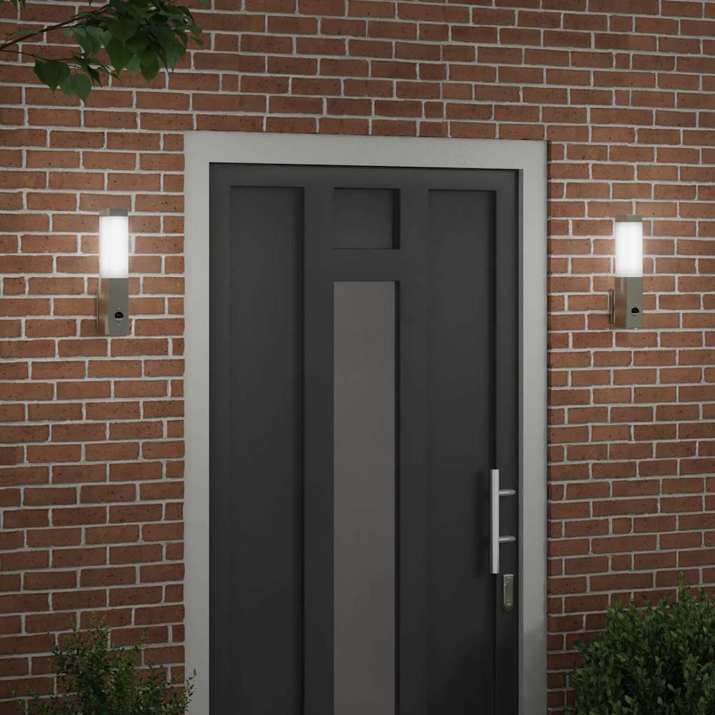 Outdoor Wall Light 2 pcs Silver 10.5 x 6 x 33 cm