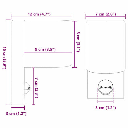 Outdoor Wall Light Black 12 x 7 x 15 cm Stainless Steel