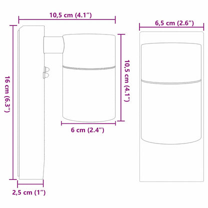Outdoor Wall Light Silver 6.5 x 10.5 x 16 cm