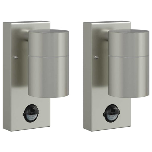 Outdoor Wall Light 2 pcs Silver 6.5 x 10.5 x 16 cm