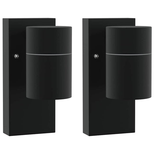 Outdoor Wall Light 2 pcs Black 6.5 x 10.5 x 16 cm