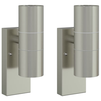 Outdoor Wall Light 2 pcs Silver 7 x 10 x 22 cm