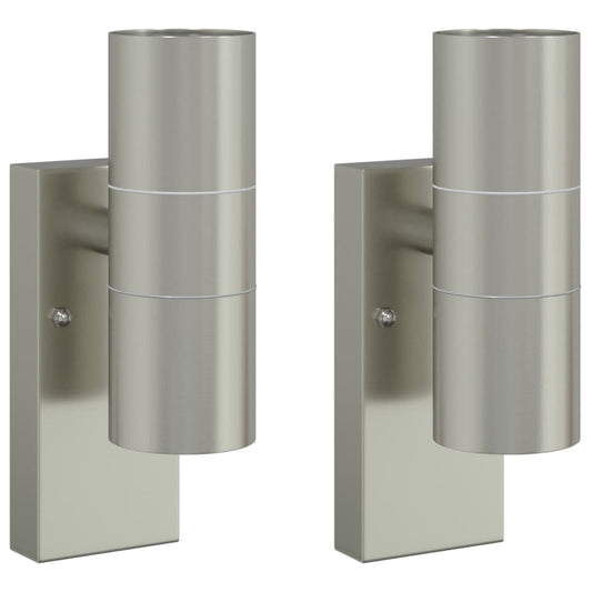 Outdoor Wall Light 2 pcs Silver 7 x 10 x 22 cm