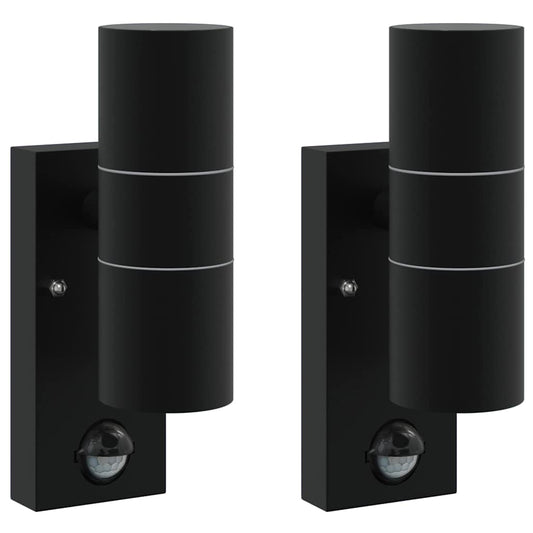Outdoor Wall Light 2 pcs Black 7 x 10 x 22 cm