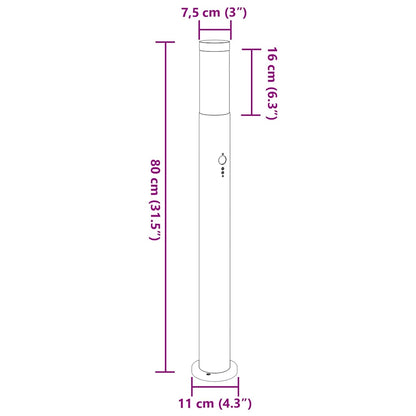 Bollard Light with Sensor 80 cm Stainless Steel IP44