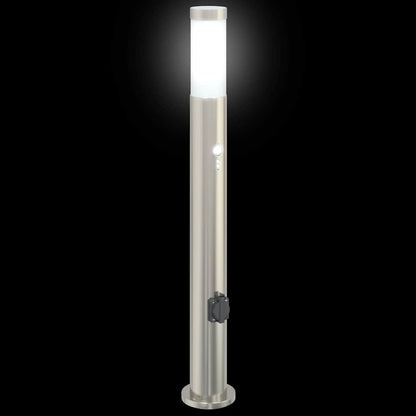 Bollard Light with Sensor&Outlet 80 cm Stainless Steel IP44