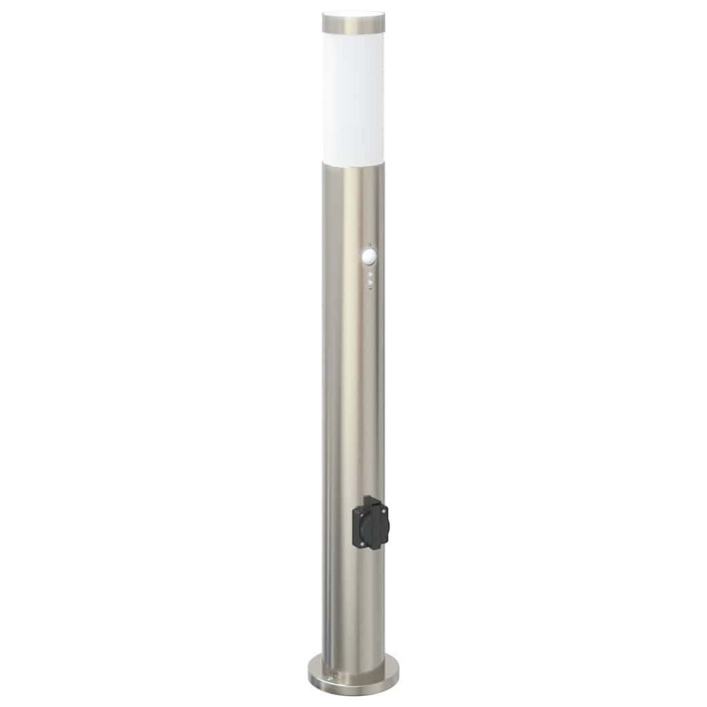 Bollard Lights with Sensor&Outlet 3pcs 80 cm Stainless Steel IP44