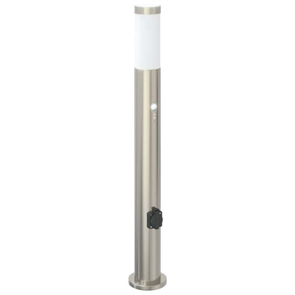 Bollard Lights with Sensor&Outlet 3pcs 80 cm Stainless Steel IP44
