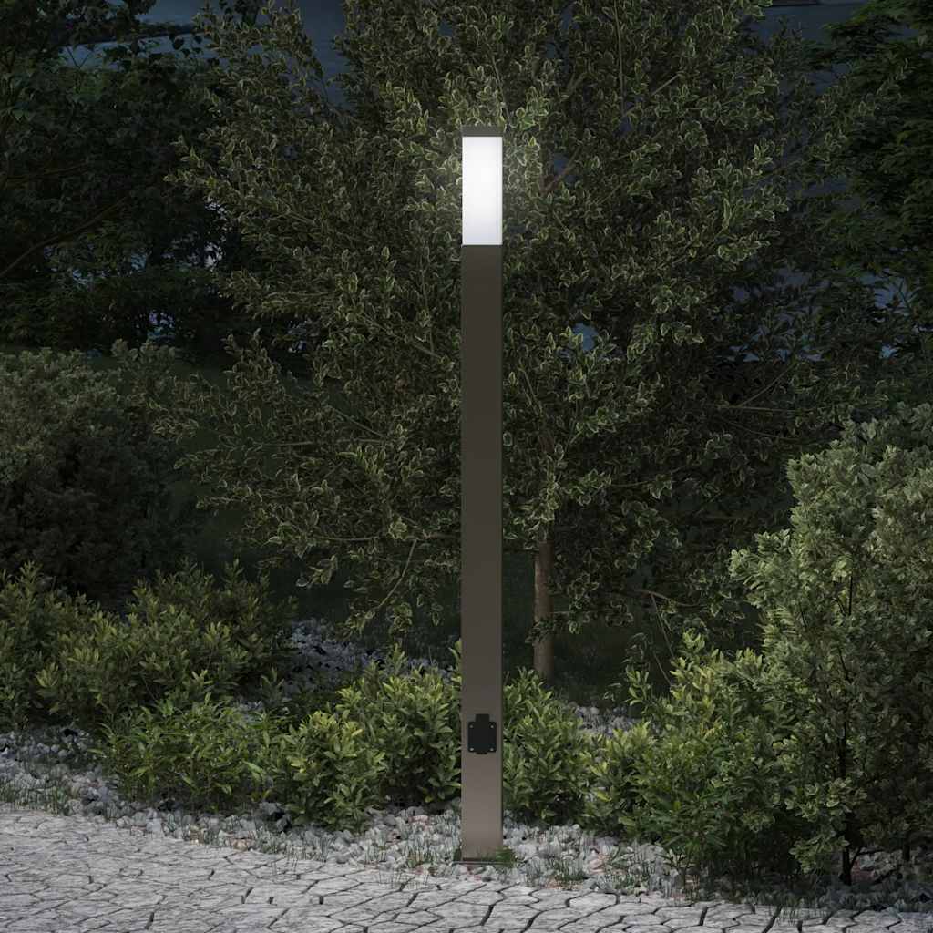 Bollard Light with Outlet 110 cm Stainless Steel IP44