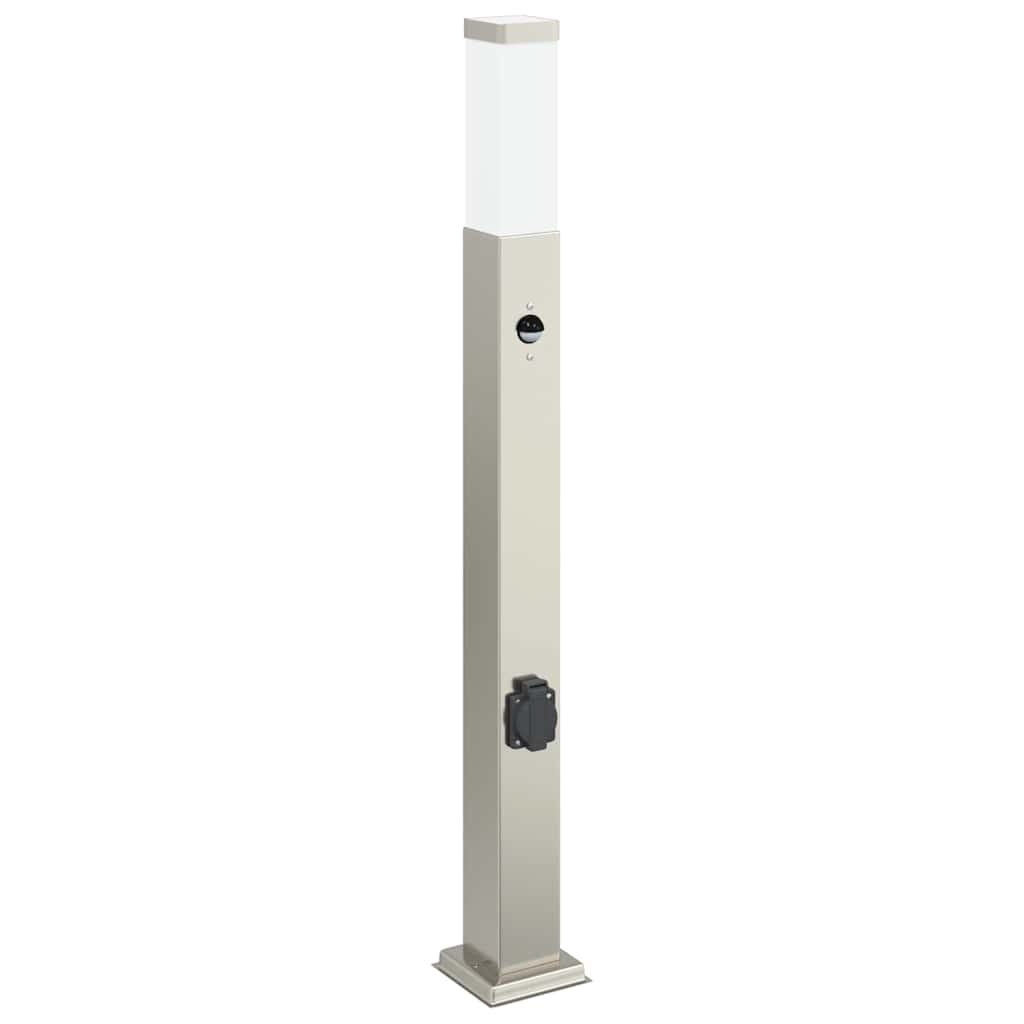 Bollard Lights with Sensor&Outlet 3 pcs 80 cm Stainless Steel IP44