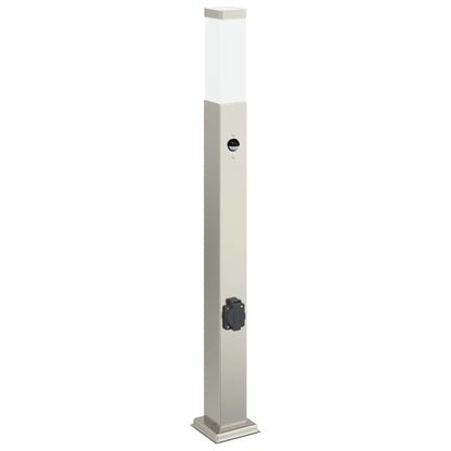 Bollard Lights with Sensor&Outlet 3 pcs 80 cm Stainless Steel IP44
