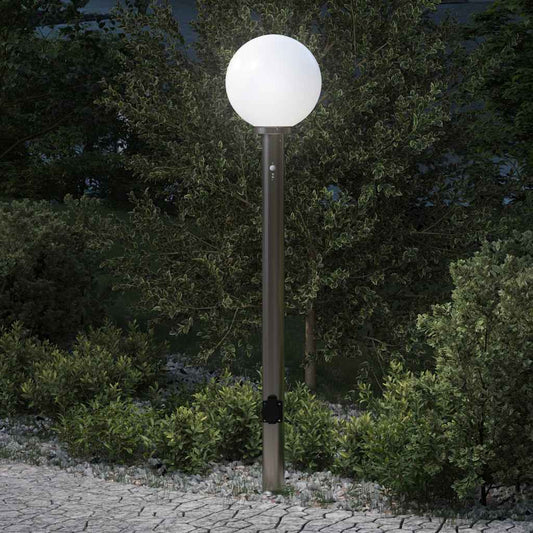 Bollard Light with Sensor&Outlet 120 cm Stainless Steel IP44