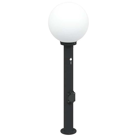 Bollard Light with Sensor&Outlet 80 cm Black IP44