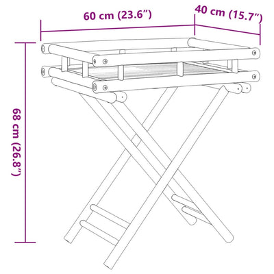Folding Tray Table 60x40x68 cm Bamboo