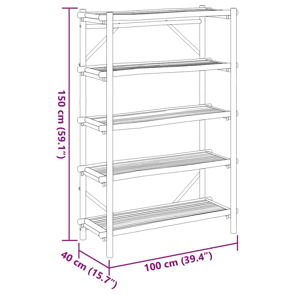 5-Layer Shelf 39.4"x15.7"x59.1" Bamboo