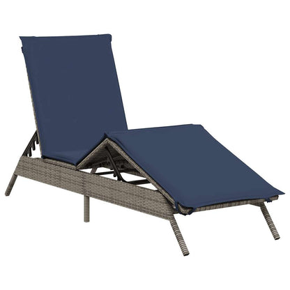 Sun Loungers with Cushions 2 pcs Gray Poly Rattan