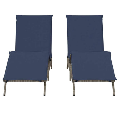 Sun Loungers with Cushions 2 pcs Gray Poly Rattan