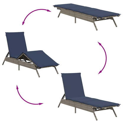 Sun Loungers with Cushions 2 pcs Gray Poly Rattan