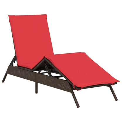 Sun Loungers with Cushions 2 pcs Brown Poly Rattan
