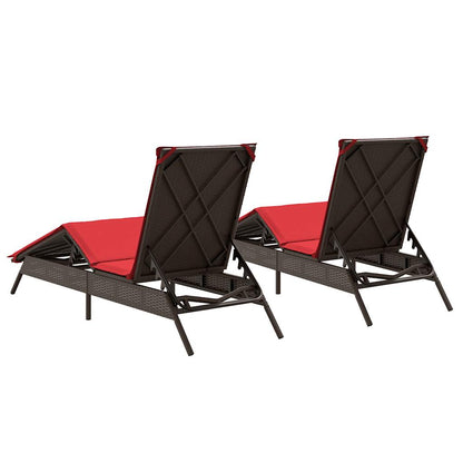 Sun Loungers with Cushions 2 pcs Brown Poly Rattan