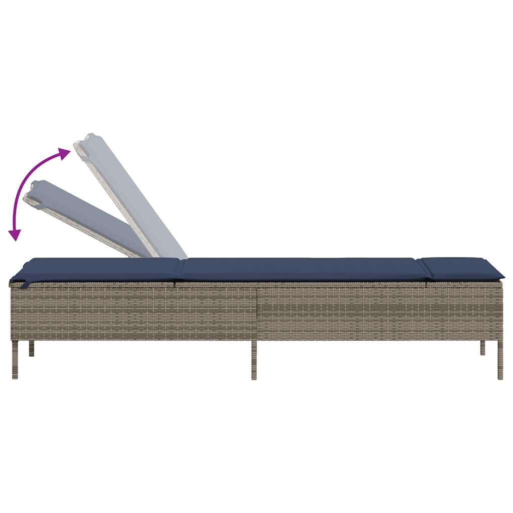 Sun Loungers with Cushions 2 pcs Gray Poly Rattan
