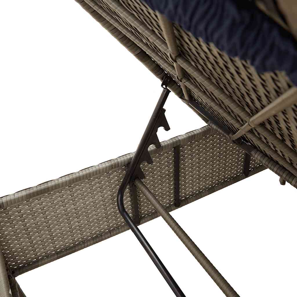 Sun Loungers with Cushions 2 pcs Gray Poly Rattan